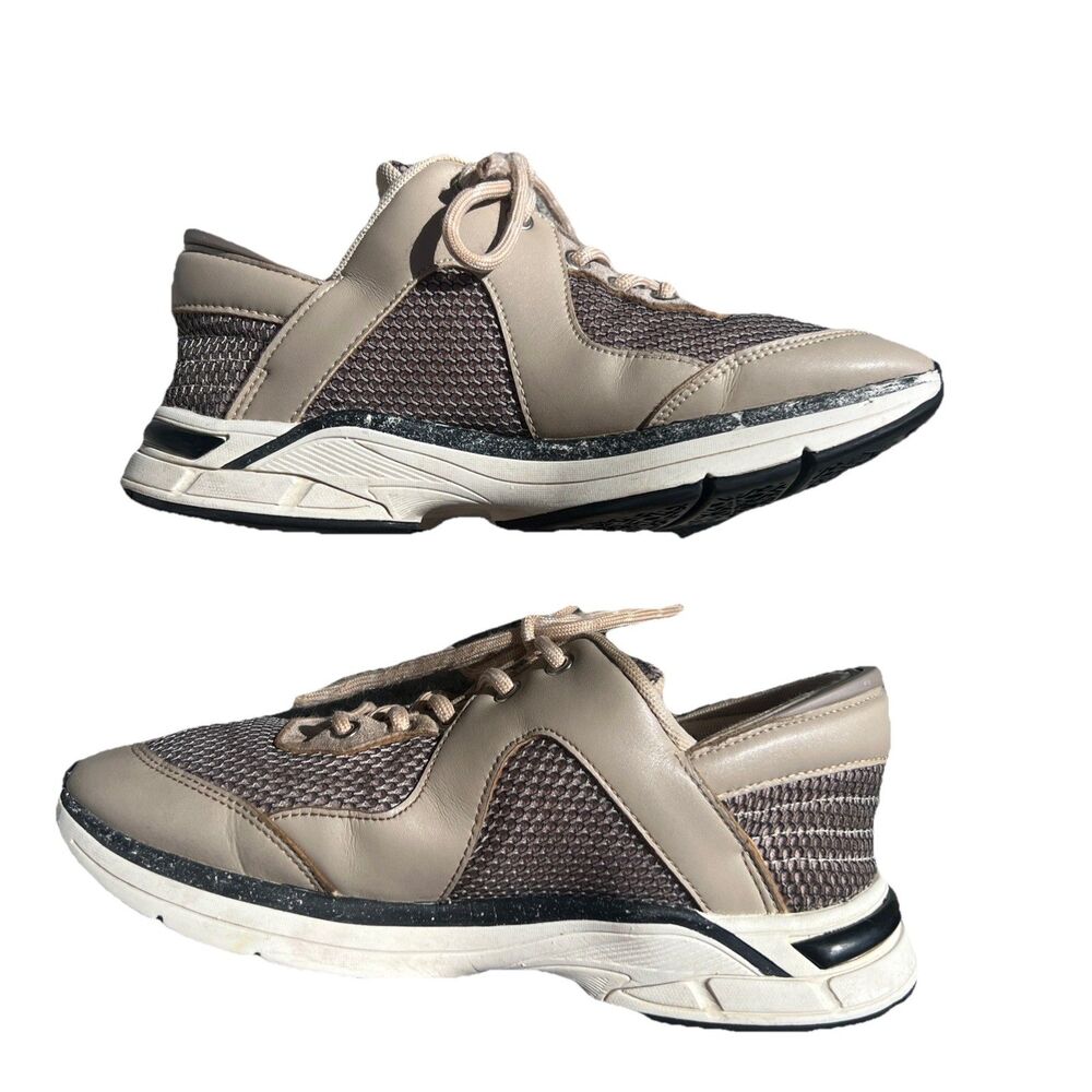 Men's Hands Free Step In Shoes Size 9 M Zeba Sneakers Beige Low Top Laces See De